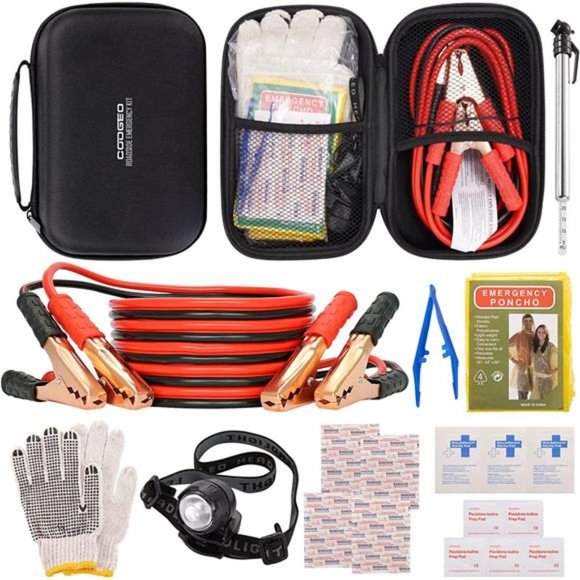 Roadside Assistance Emergency Kit Multipurpose Bag Car with Battery Jumper Cable - Picture 1 of 6